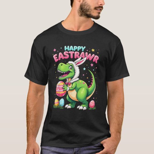 Happy Eastrawr T Rex Dinosaur Easter Bunny Candy E Tシャツ (正面)