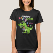 Happy Eastrawr T Rex Dinosaur Easter Bunny Egg Boy Tシャツ (正面)
