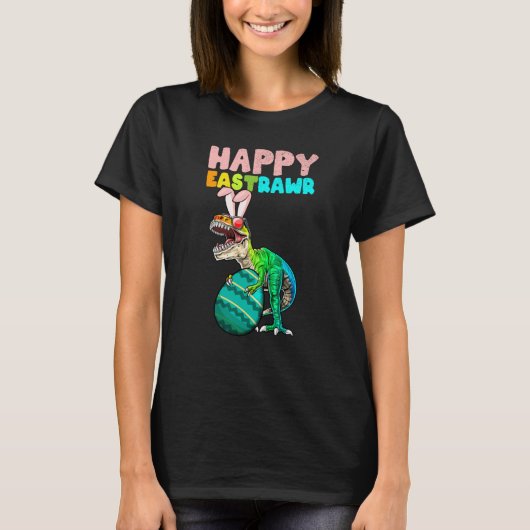 Happy Eastrawr Trex Easter Bunny Egg Dinosaur Kids Tシャツ (正面)