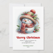 Happy editable funny snowman red green gold card シーズンカード (正面)