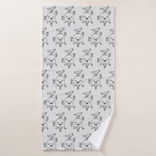 Happy Egg with Bird and Flowers バスタオルセット (バスタオル)