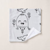 Happy Egg with Bird and Flowers バスタオルセット (ウォッシュタオル)