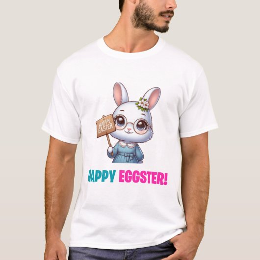Happy Eggster – 花おもしろい咲 Tシャツ (正面)