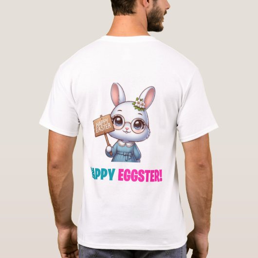 Happy Eggster – 花おもしろい咲 Tシャツ (裏面)