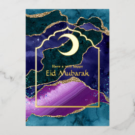 Happy Eid Luxury Car with Galaxy Agate Design 箔シーズンカード
