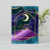 Happy Eid Luxury Car with Galaxy Agate Design 箔シーズンカード (立ち正面)