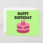 Happy Eight-Bit Birthday Pixel Art インビテーションポストカード (正面/裏面)