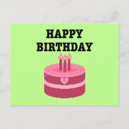 Happy Eight-Bit Birthday Pixel Art インビテーションポストカード