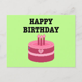 Happy Eight-Bit Birthday Pixel Art インビテーションポストカード