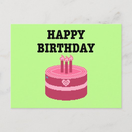 Happy Eight-Bit Birthday Pixel Art インビテーションポストカード (正面)