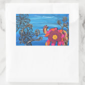 Happy Elephantスタンプ 長方形シール (バッグ)