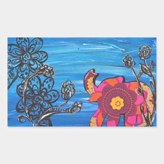 Happy Elephantスタンプ 長方形シール (正面)