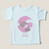 "Happy Elephant" Cute Pink Sky Kids Illustration (デザイン正面)