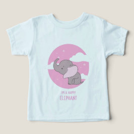 "Happy Elephant" Cute Pink Sky Kids Illustration
