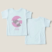 "Happy Elephant" Cute Pink Sky Kids Illustration (デザイン正面&裏面)