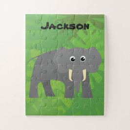 Happy Elephant Little Kids Personalized ジグソーパズル