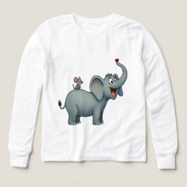 Happy Elephant & Little Mouse – Cute Kids T-Shirt