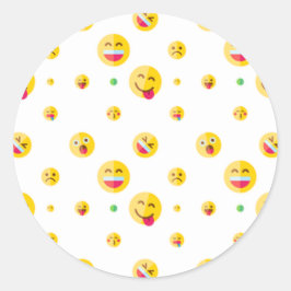 Happy Emoji Pattern Roundステッカー ラウンドシール