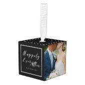 Happy Ever 結婚 After Photosコラージュカスタム キューブオーナメント (正面アングル)