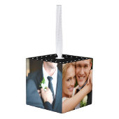 Happy Ever 結婚 After Photosコラージュカスタム キューブオーナメント (裏面アングル)