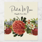 Happy Ever After BOHO retro floral tapestry ワインラベル (シングルラベル)