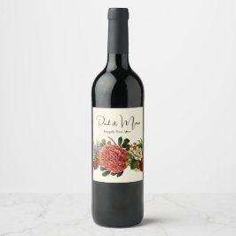 Happy Ever After BOHO retro floral tapestry ワインラベル