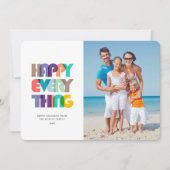 Happy Everythingはっきりしたタイポグラフィ写真 シーズンカード (正面)