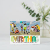Happy Everythingカラフルタイポグラフィモダン写真 シーズンポストカード (スタンド正面)