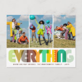 Happy Everythingカラフルタイポグラフィモダン写真 シーズンポストカード (正面)