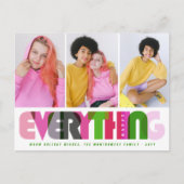 Happy Everythingカラフルタイポグラフィモダン写真 シーズンポストカード (正面)