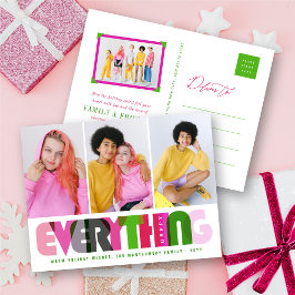 Happy Everythingカラフルタイポグラフィモダン写真 シーズンポストカード