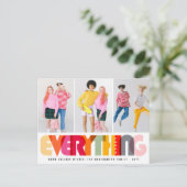 Happy Everythingカラフルタイポグラフィモダン写真 シーズンポストカード (スタンド正面)