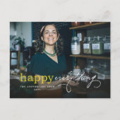 Happy Everythingシンプルタイポグラフィフォトビジネス シーズンポストカード (正面)