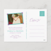 Happy Everythingシンプルホワイトスクリプトフォトモダン シーズンポストカード (裏面)