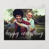 Happy Everythingシンプルホワイトスクリプトフォトモダン シーズンポストカード (正面)