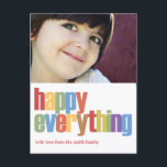 Happy Everythingホリデーフォトカード シーズンポストカード<br><div class="desc">紙・ガールによるこの愛らしい休日の写真カードで平和と喜びに満ちたあなたの友人と家族のホリデーシーズンを望む。</div>