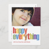 Happy Everythingホリデーフォトカード シーズンポストカード (正面/裏面)