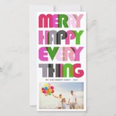Happy Everythingメリーのタイポグラフィ写真 シーズンカード (正面)