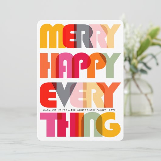 Happy Everythingメリーのタイポグラフィ写真 シーズンカード (スタンド正面)