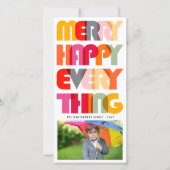Happy Everythingメリーのタイポグラフィ写真 シーズンカード (正面)