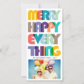 Happy Everythingメリーのタイポグラフィ写真 シーズンカード (正面)
