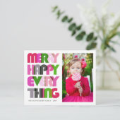 Happy Everythingメリーのタイポグラフィ写真 シーズンポストカード (スタンド正面)
