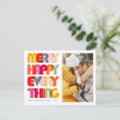 Happy Everythingメリーのタイポグラフィ写真 シーズンポストカード (スタンド正面)