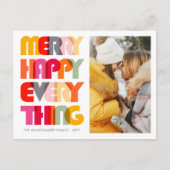 Happy Everythingメリーのタイポグラフィ写真 シーズンポストカード (正面)