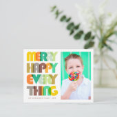 Happy Everythingメリーのタイポグラフィ写真 シーズンポストカード (スタンド正面)