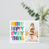 Happy Everythingメリーのタイポグラフィ写真 シーズンポストカード (スタンド正面)
