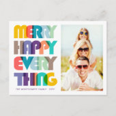 Happy Everythingメリーのタイポグラフィ写真 シーズンポストカード (正面)