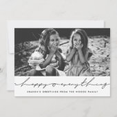 Happy Everything手書きモダンスクリプトフォト シーズンカード (正面)