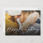 Happy Everything スタイリッシュ White Script Photo モダン シーズンカード (正面)
