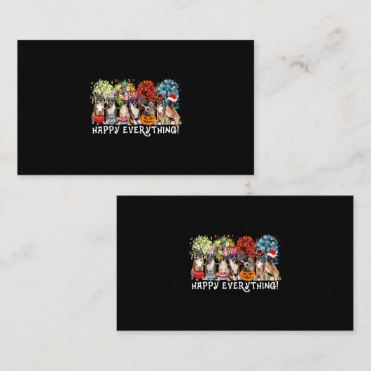 Happy Everything Boxer Dog Seasons All Year Tree L 名刺 (正面/裏面)